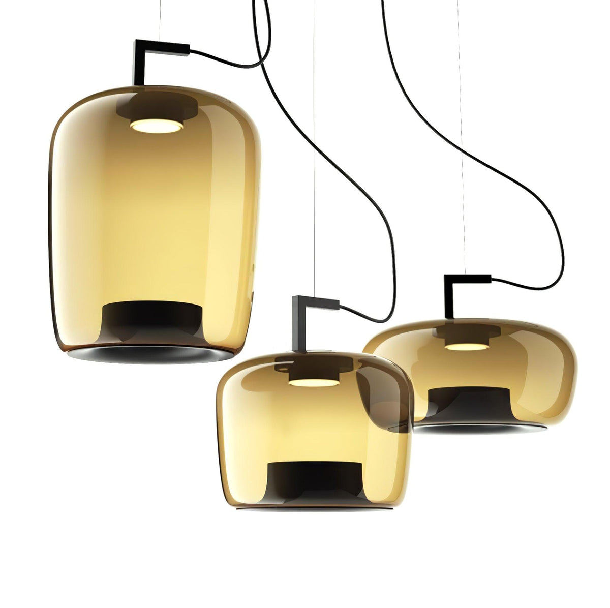 Modern Pendant Lamp with Tinted Glass Shade and Integrated LED