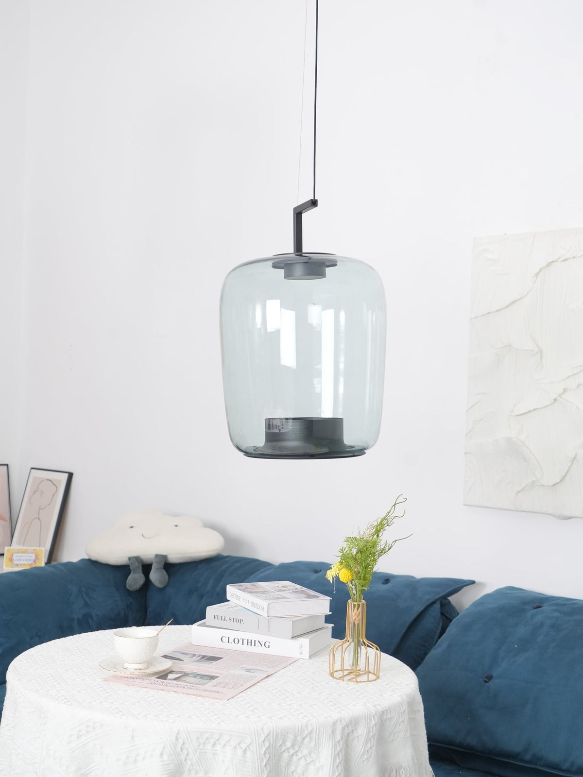 Modern Pendant Lamp with Tinted Glass Shade and Integrated LED