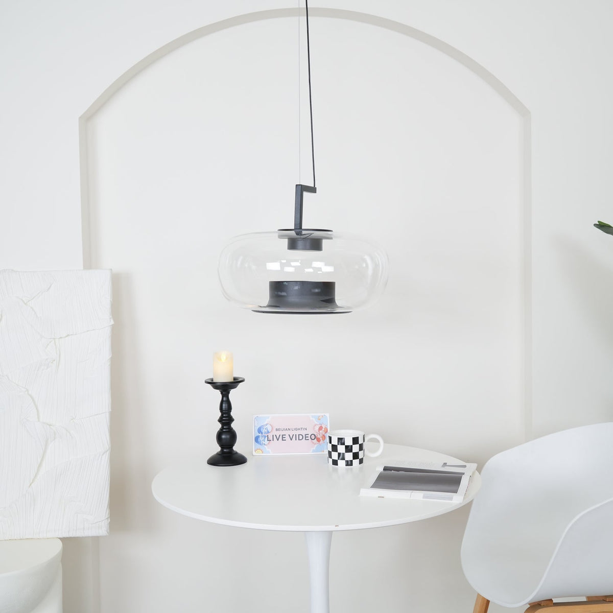 Modern Pendant Lamp with Tinted Glass Shade and Integrated LED ##POS:77##
