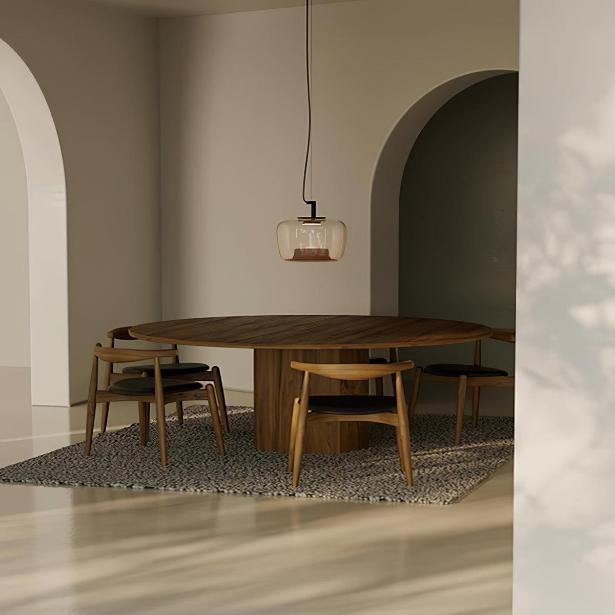 Modern Pendant Lamp with Tinted Glass Shade and Integrated LED