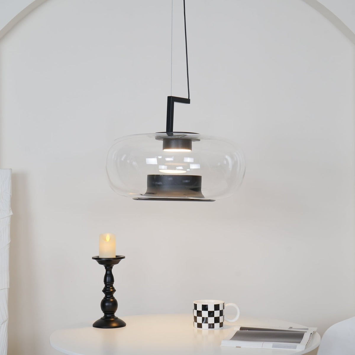 Modern Pendant Lamp with Tinted Glass Shade and Integrated LED