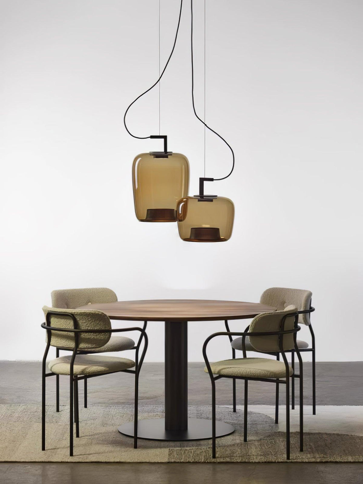 Modern Pendant Lamp with Tinted Glass Shade and Integrated LED
