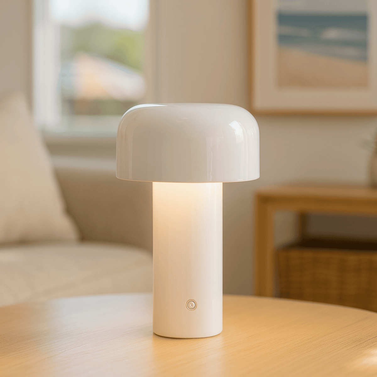 Modern Rechargeable Table Lamp with Dome Metal Shade and Integrated LED