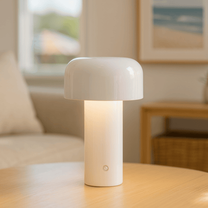 Modern Rechargeable Table Lamp with Dome Metal Shade and Integrated LED