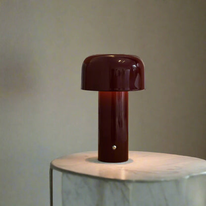 Modern Rechargeable Table Lamp with Dome Metal Shade and Integrated LED