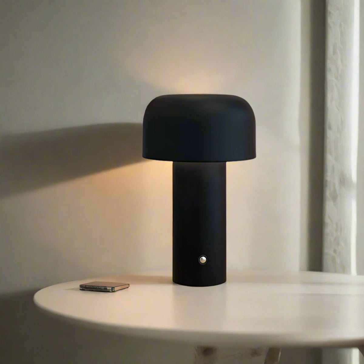 Modern Rechargeable Table Lamp with Dome Metal Shade and Integrated LED