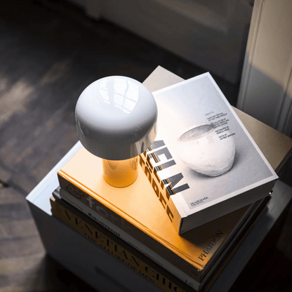 Modern Rechargeable Table Lamp with Dome Metal Shade and Integrated LED