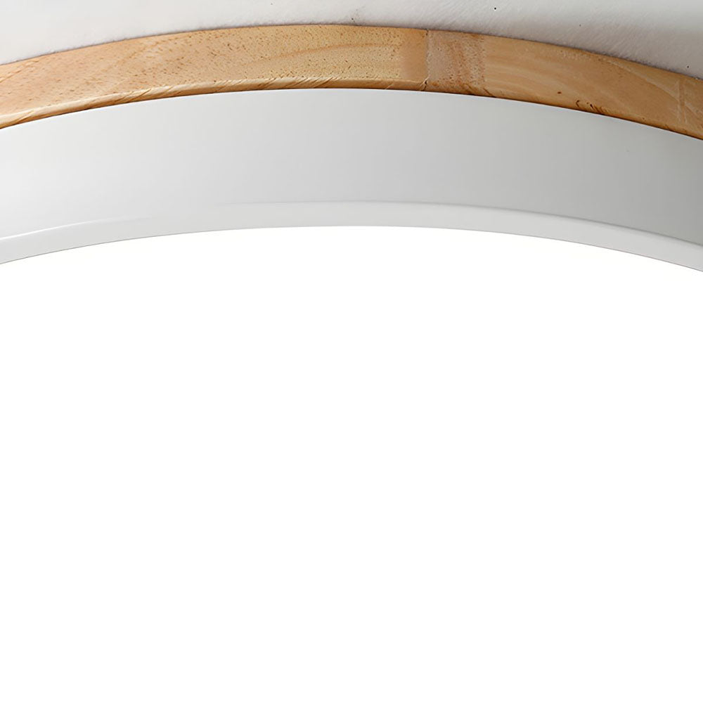 Modern Round Flush Ceiling Light with Wooden Frame and Acrylic Diffuser