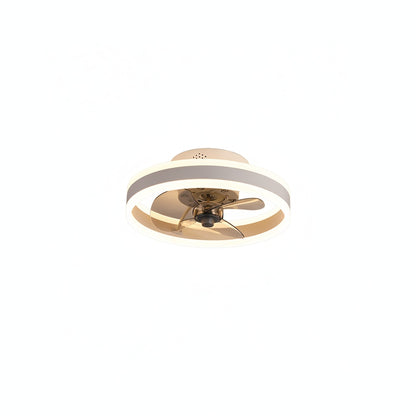 Modern Round Flush Mount Ceiling Fan with LED Light