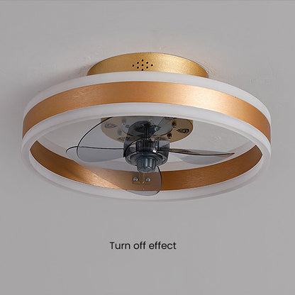 Modern Round Flush Mount Ceiling Fan with LED Light