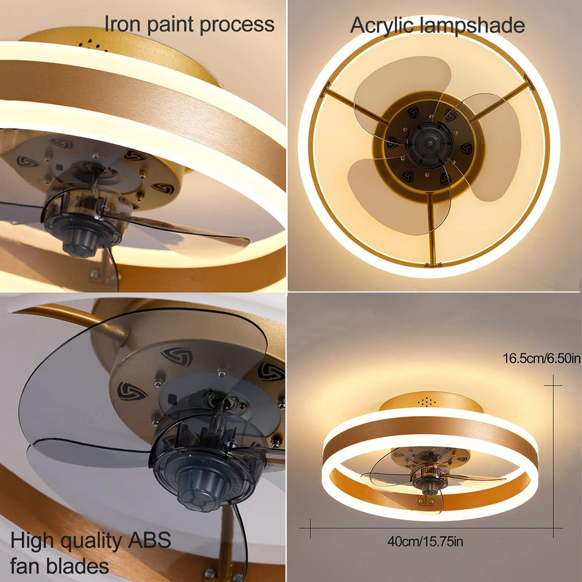 Modern Round Flush Mount Ceiling Fan with LED Light