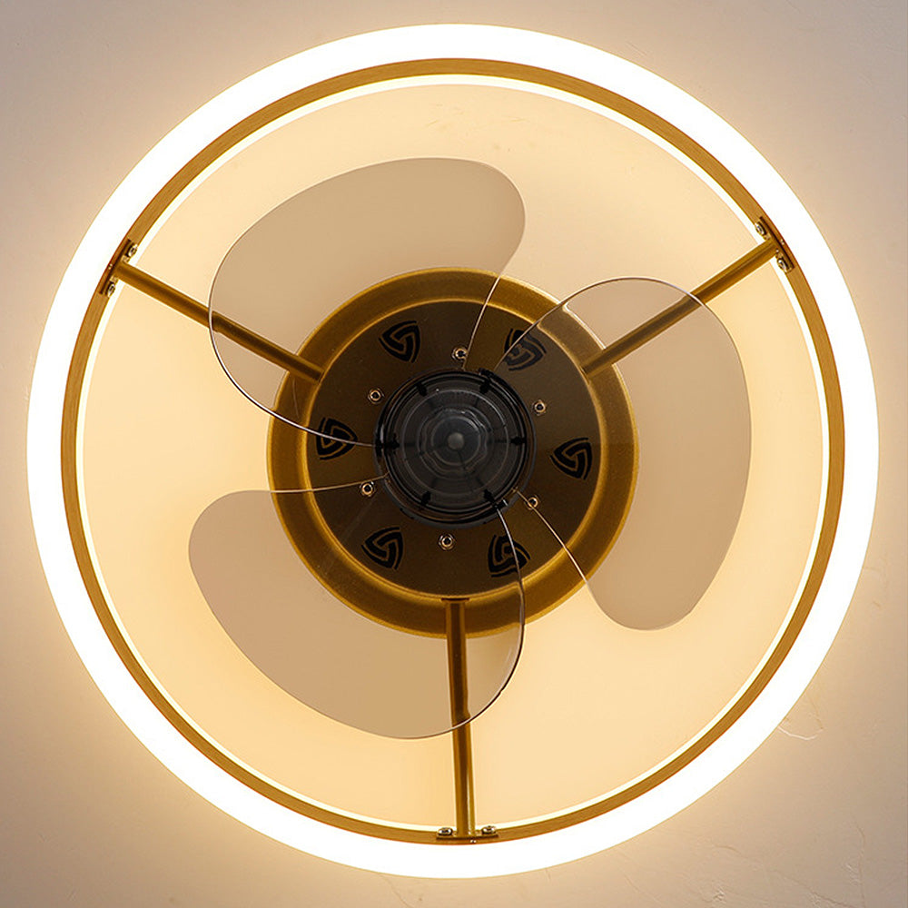 Modern Round Flush Mount Ceiling Fan with LED Light
