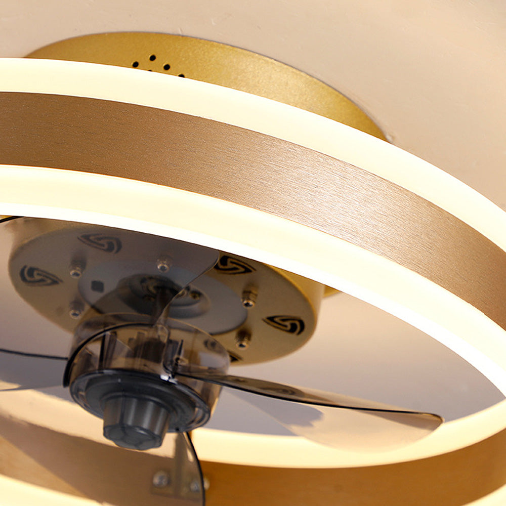 Modern Round Flush Mount Ceiling Fan with LED Light