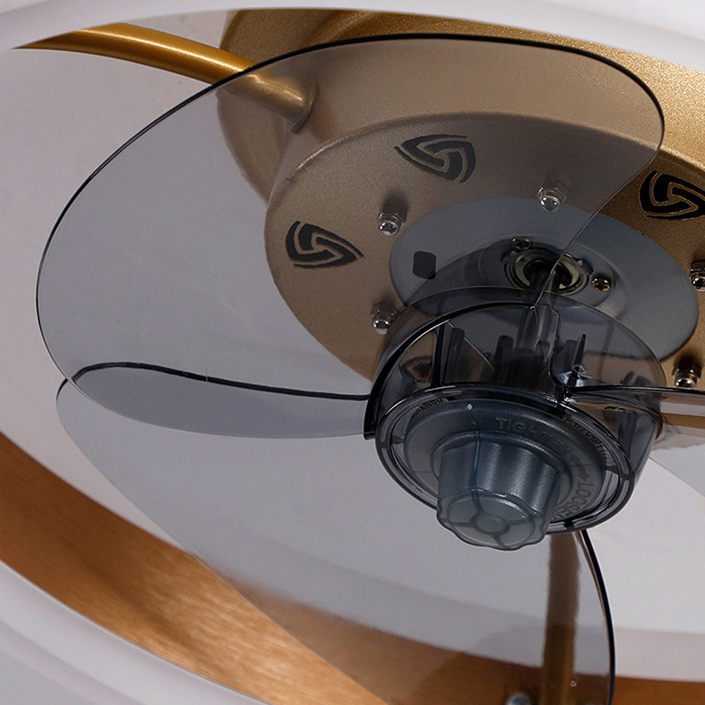 Modern Round Flush Mount Ceiling Fan with LED Light