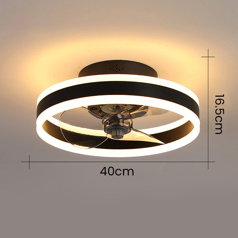 Modern Round Flush Mount Ceiling Fan with LED Light