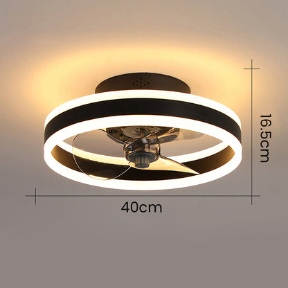 Modern Round Flush Mount Ceiling Fan with LED Light