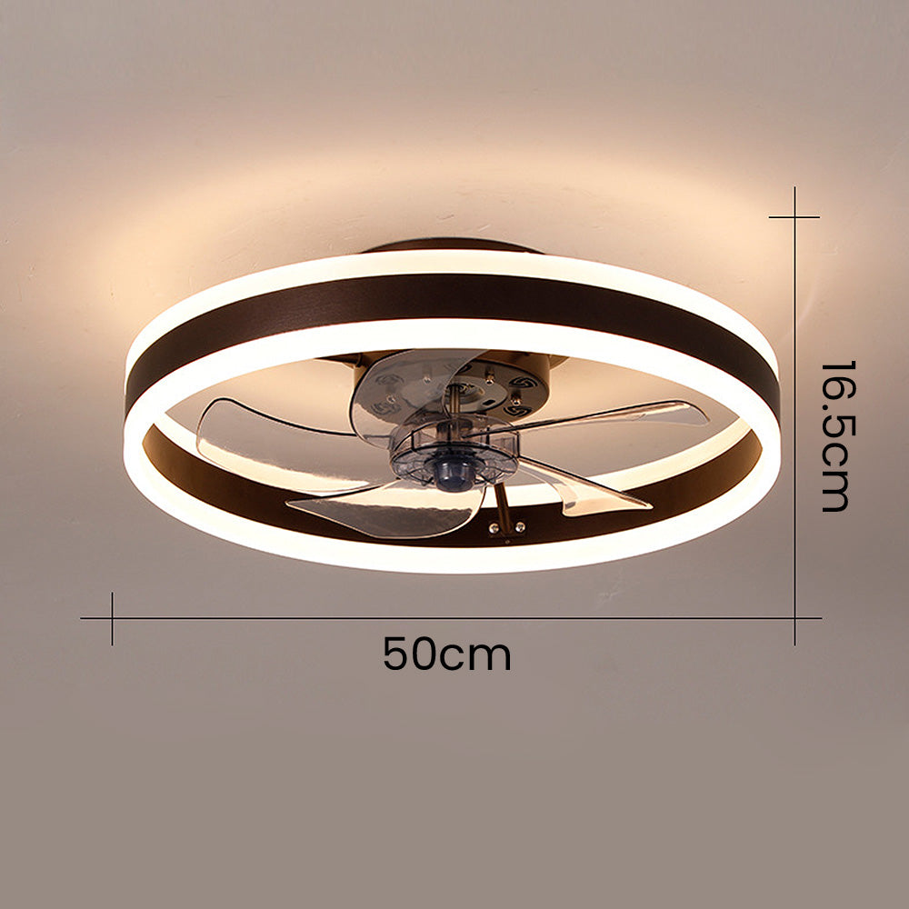Modern Round Flush Mount Ceiling Fan with LED Light