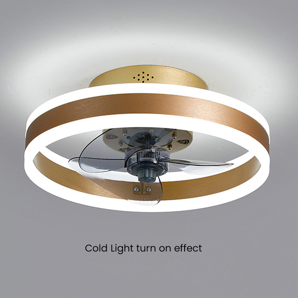 Modern Round Flush Mount Ceiling Fan with LED Light