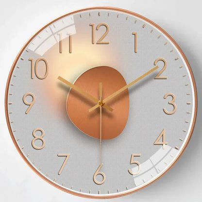 Modern Round Wall Clock with Silent Quartz Movement and Decorative Dial Design