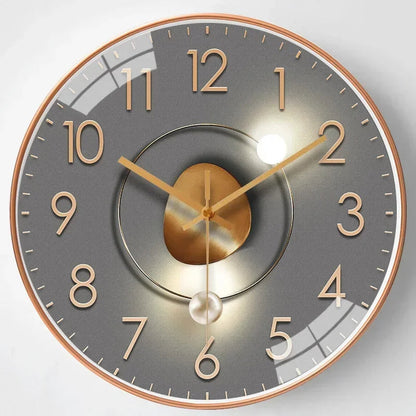Modern Round Wall Clock with Silent Quartz Movement and Decorative Dial Design