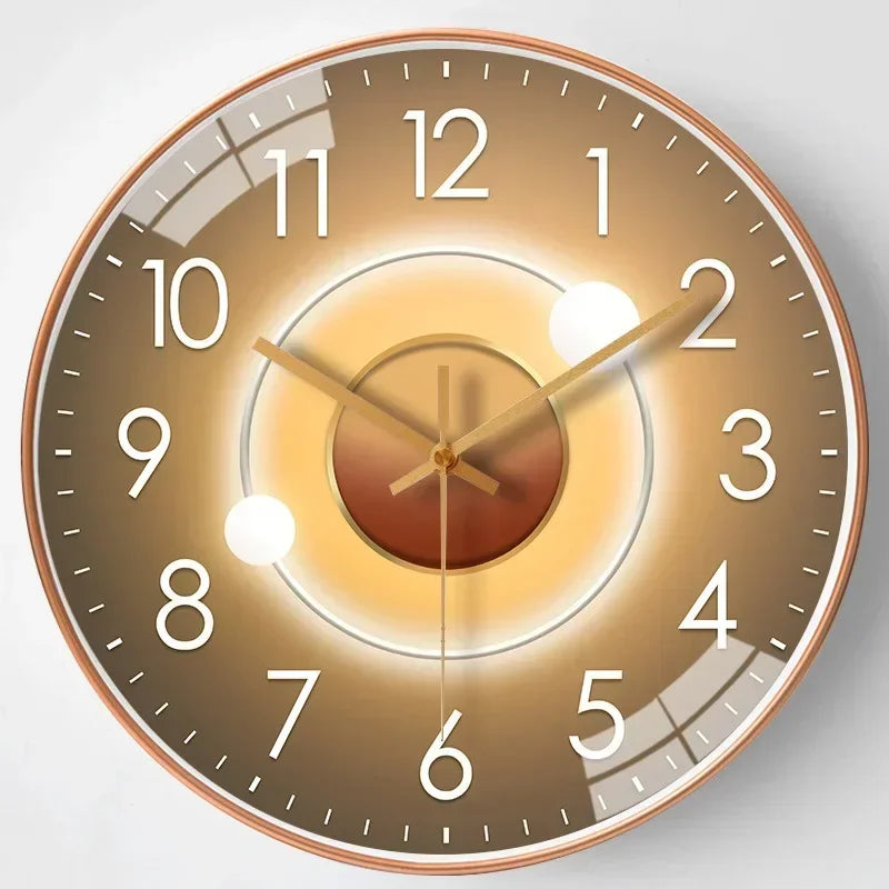 Modern Round Wall Clock with Silent Quartz Movement and Decorative Dial Design