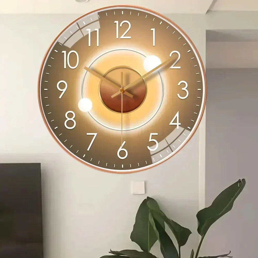 Modern Round Wall Clock with Silent Quartz Movement and Decorative Dial Design