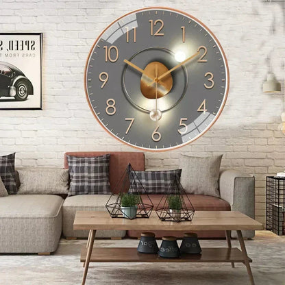 Modern Round Wall Clock with Silent Quartz Movement and Decorative Dial Design