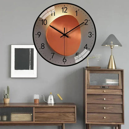 Modern Round Wall Clock with Silent Quartz Movement and Decorative Dial Design