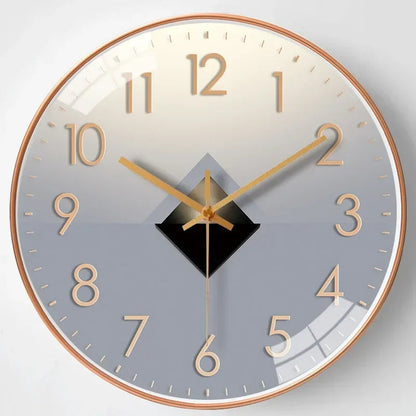 Modern Round Wall Clock with Silent Quartz Movement and Decorative Dial Design