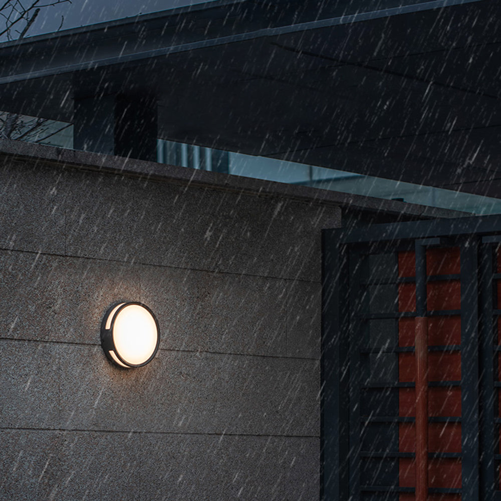Modern Round Waterproof Outdoor Wall Lamp with Acrylic Shade