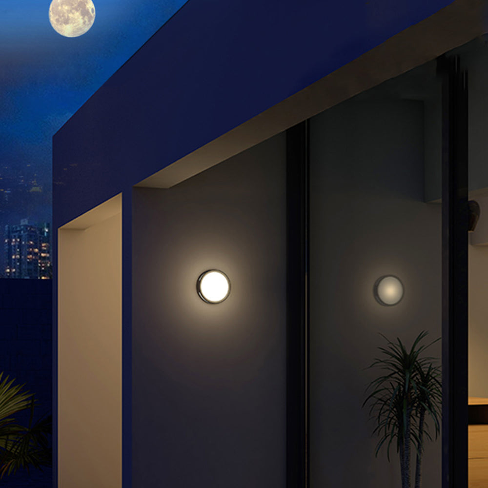 Modern Round Waterproof Outdoor Wall Lamp with Acrylic Shade