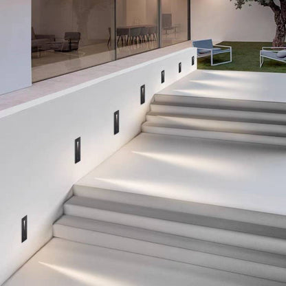 Modern Square Outdoor Deck and Step Light with Glass Shade