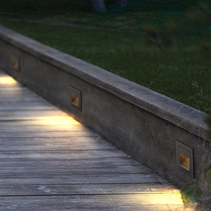 Modern Square Outdoor Deck and Step Light with Glass Shade