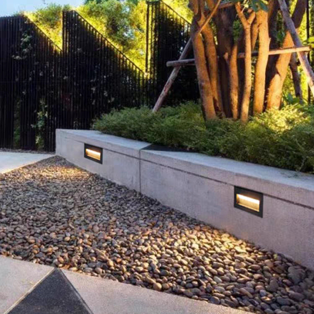 Modern Square Outdoor Deck and Step Light with Glass Shade
