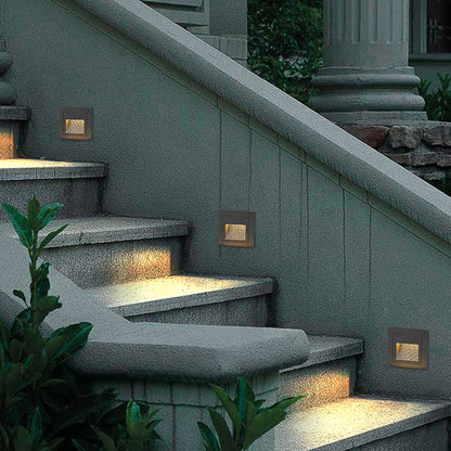 Modern Square Outdoor Deck and Step Light with Glass Shade
