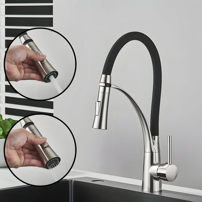 Modern Stainless Steel Kitchen Faucet with 360° Rotatable Pull-Out Spout