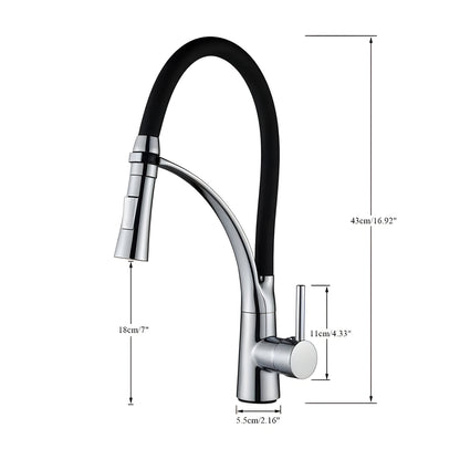 Modern Stainless Steel Kitchen Faucet with 360° Rotatable Pull-Out Spout