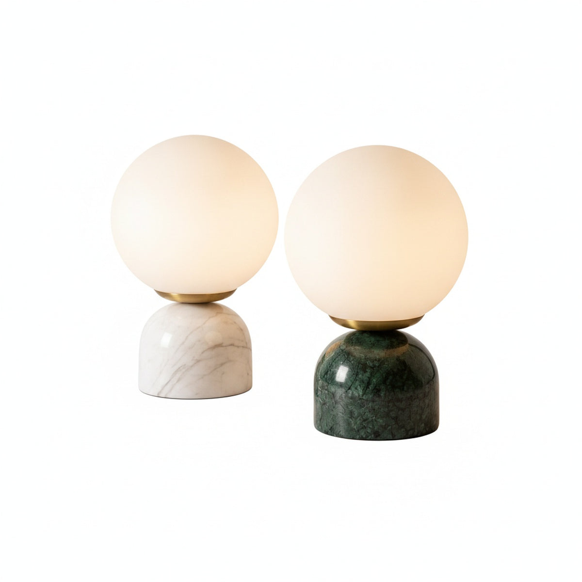 Modern Table Lamp with Marble Base and Globe Glass Shade