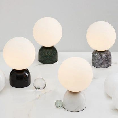 Modern Table Lamp with Marble Base and Globe Glass Shade