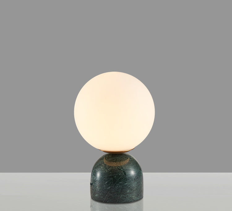 Modern Table Lamp with Marble Base and Globe Glass Shade