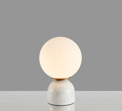 Modern Table Lamp with Marble Base and Globe Glass Shade