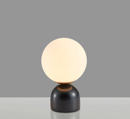 Modern Table Lamp with Marble Base and Globe Glass Shade