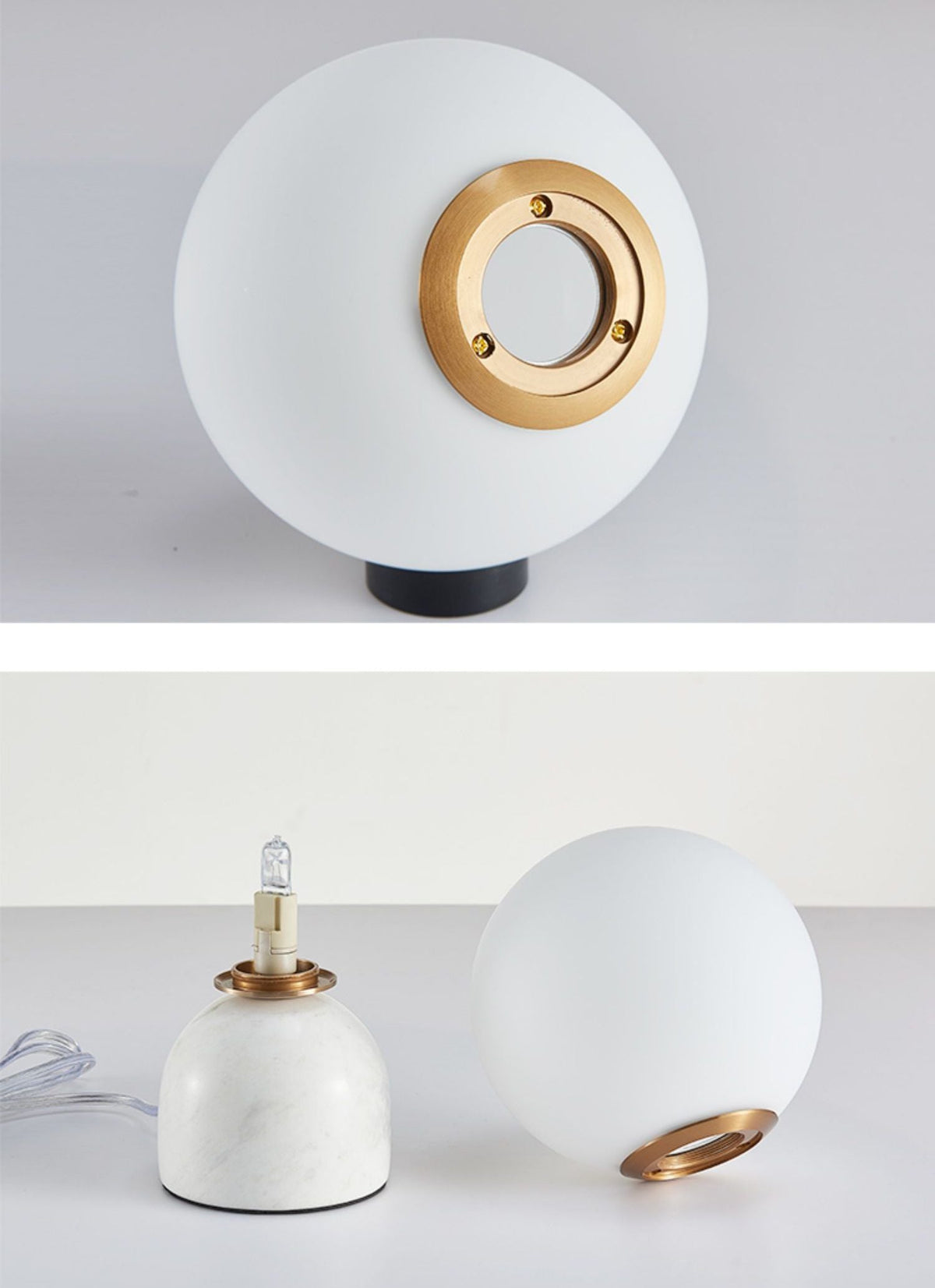 Modern Table Lamp with Marble Base and Globe Glass Shade