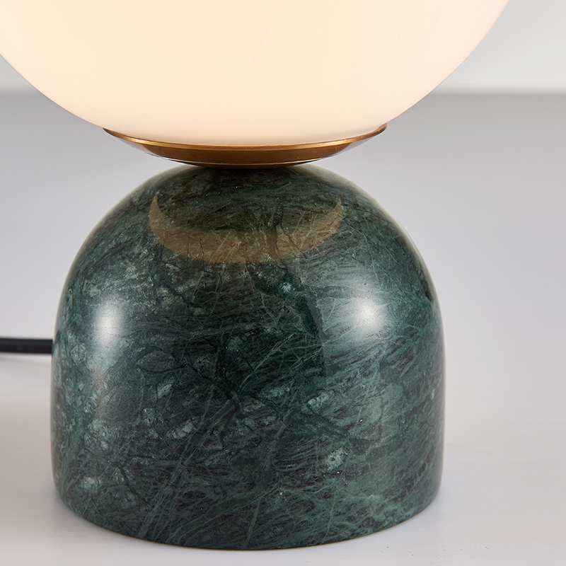 Modern Table Lamp with Marble Base and Globe Glass Shade