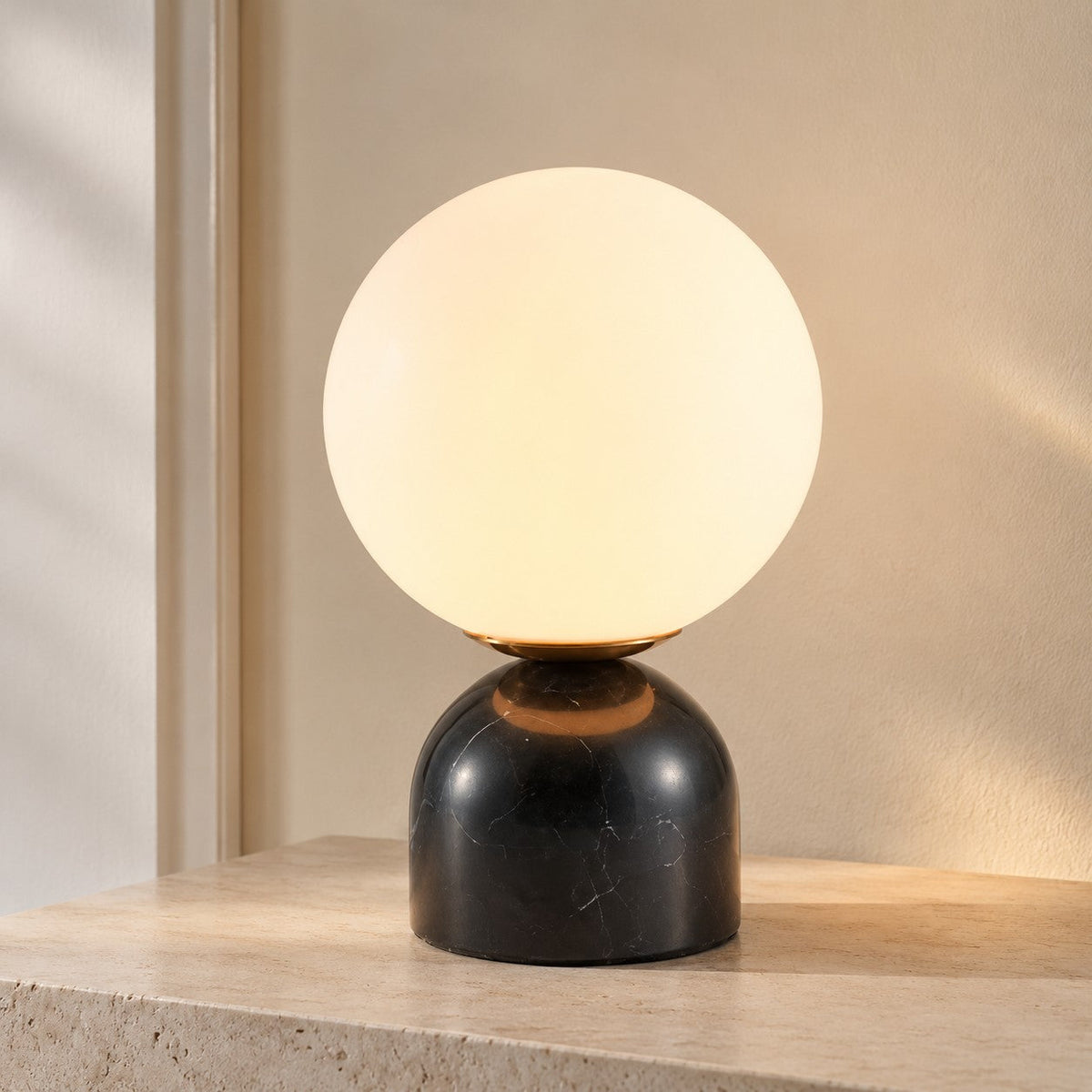 Modern Table Lamp with Marble Base and Globe Glass Shade