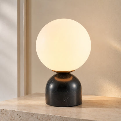 Modern Table Lamp with Marble Base and Globe Glass Shade