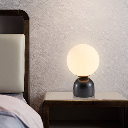 Modern Table Lamp with Marble Base and Globe Glass Shade