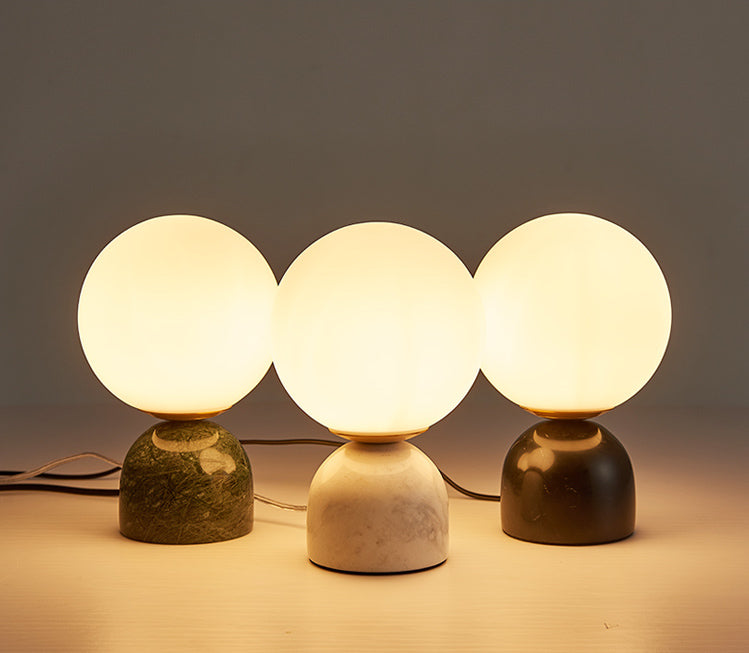 Modern Table Lamp with Marble Base and Globe Glass Shade