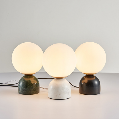 Modern Table Lamp with Marble Base and Globe Glass Shade