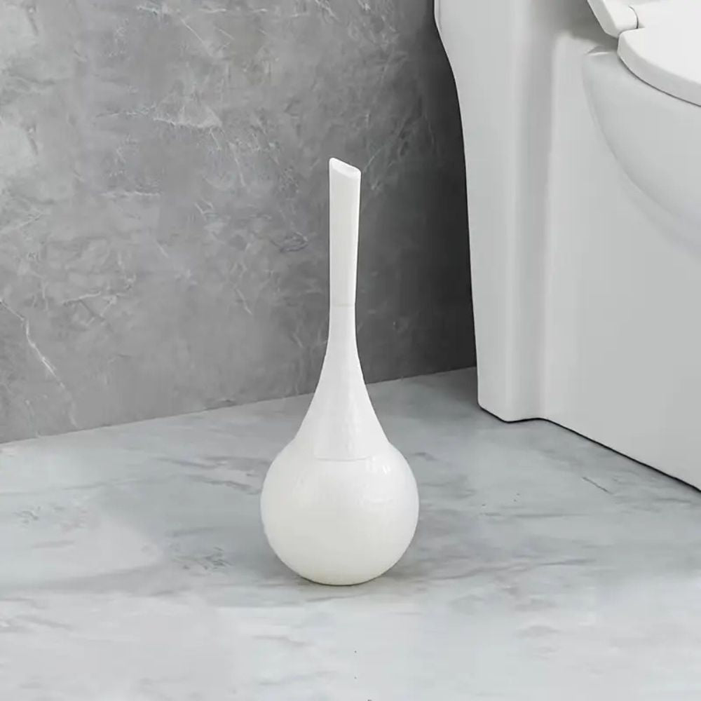 Modern Toilet Brush with Holder and Hammered Finish
